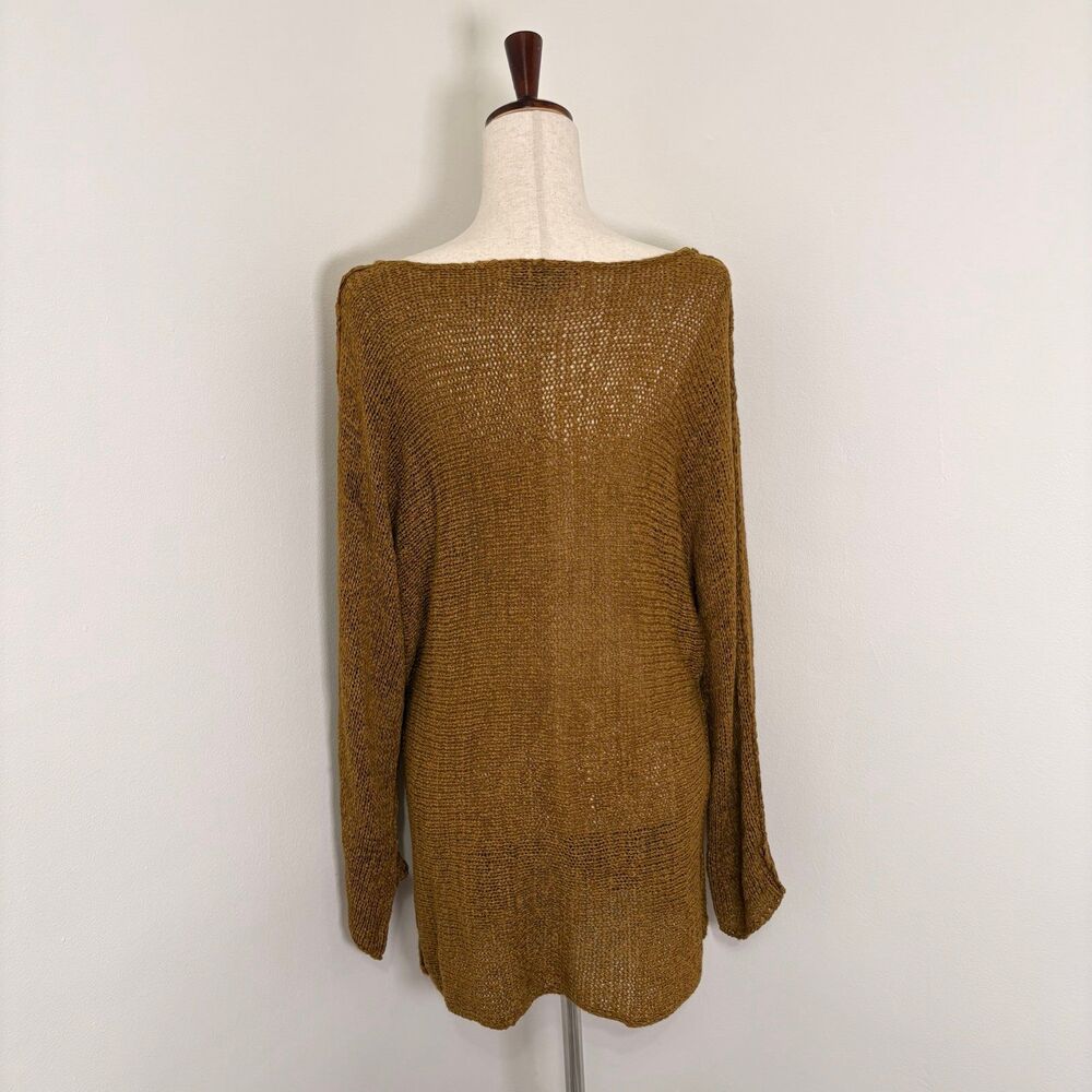 Free People Beach Open Knit Oversized Brown Sweater Sz M - Picture 3 of 5